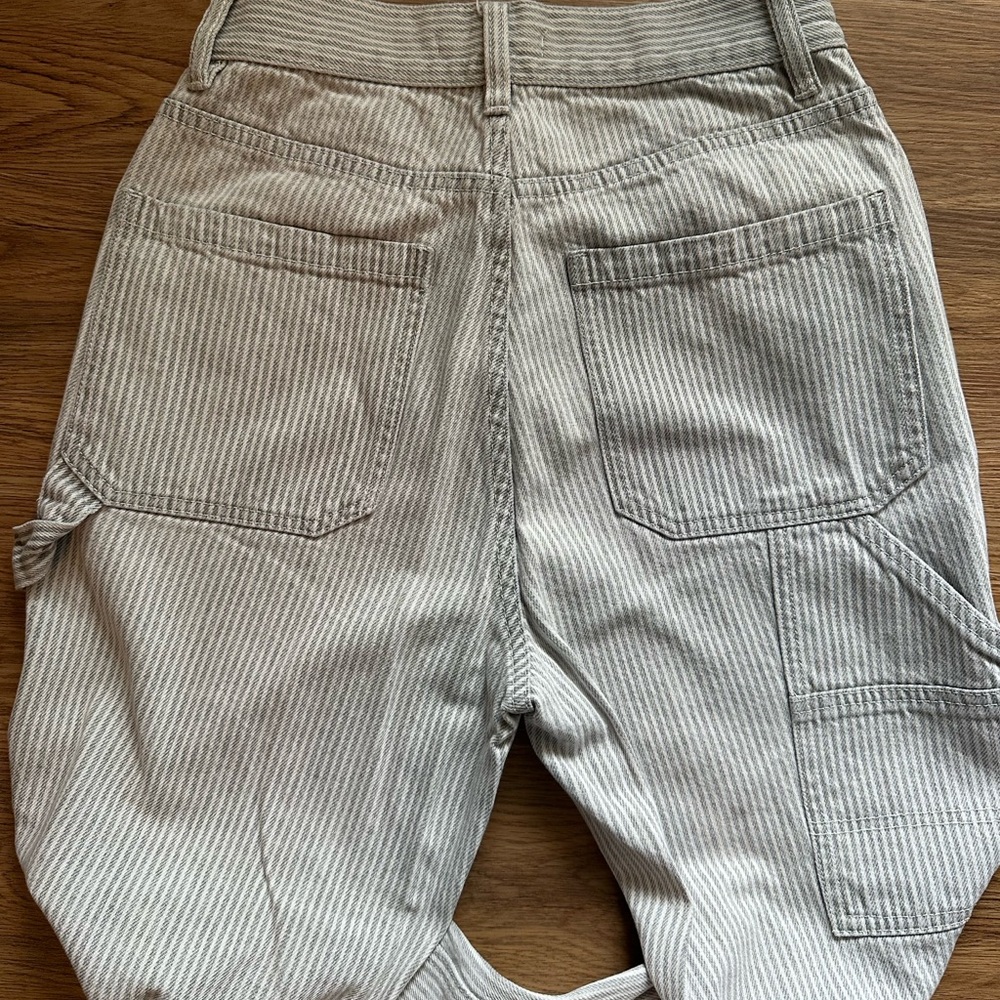 Gray and White Striped Carpenter Pants - Pacsun